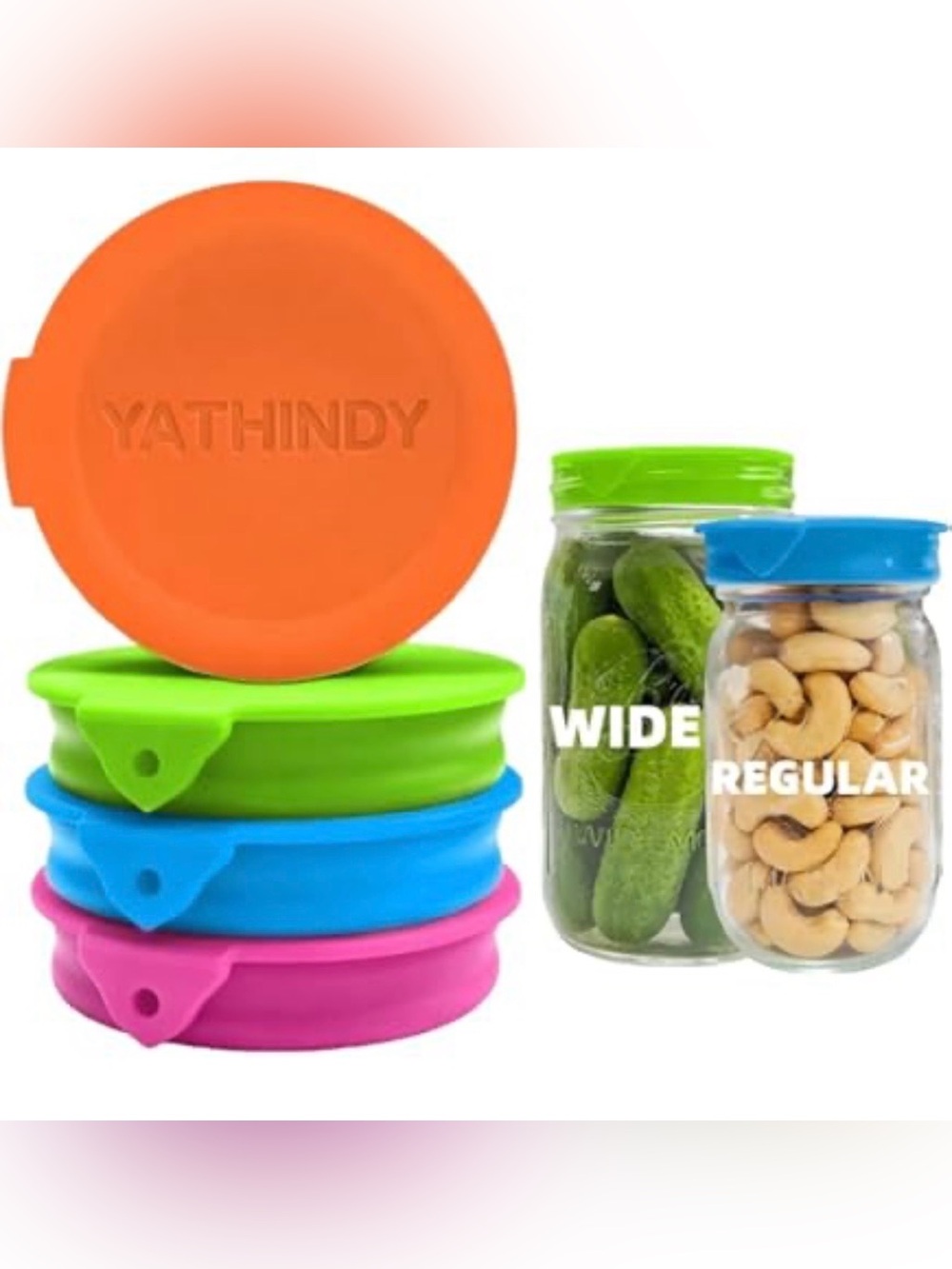 YATHINDY Silicone Stretch Lids 4 Pc Set Reusable Jar Bowl Covers